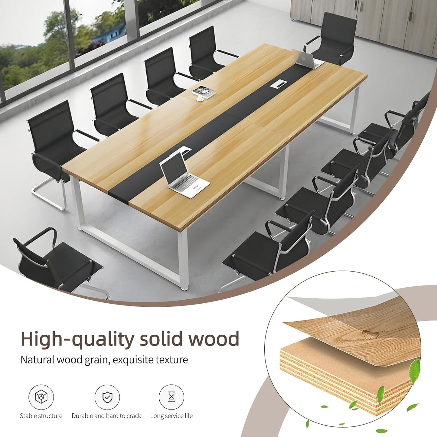 People, Business Style Wooden Training Tables, Rectangular Seminar Table for Office, Conference Room