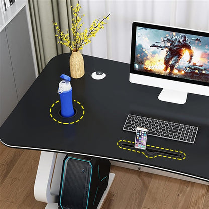 Computer Desk Multifunction Desktop PC Desk with Mobile Phone Card Slot Ergonomic Arc Simple Fashion Electronic Competition Table Gaming Desk Home Office Desks