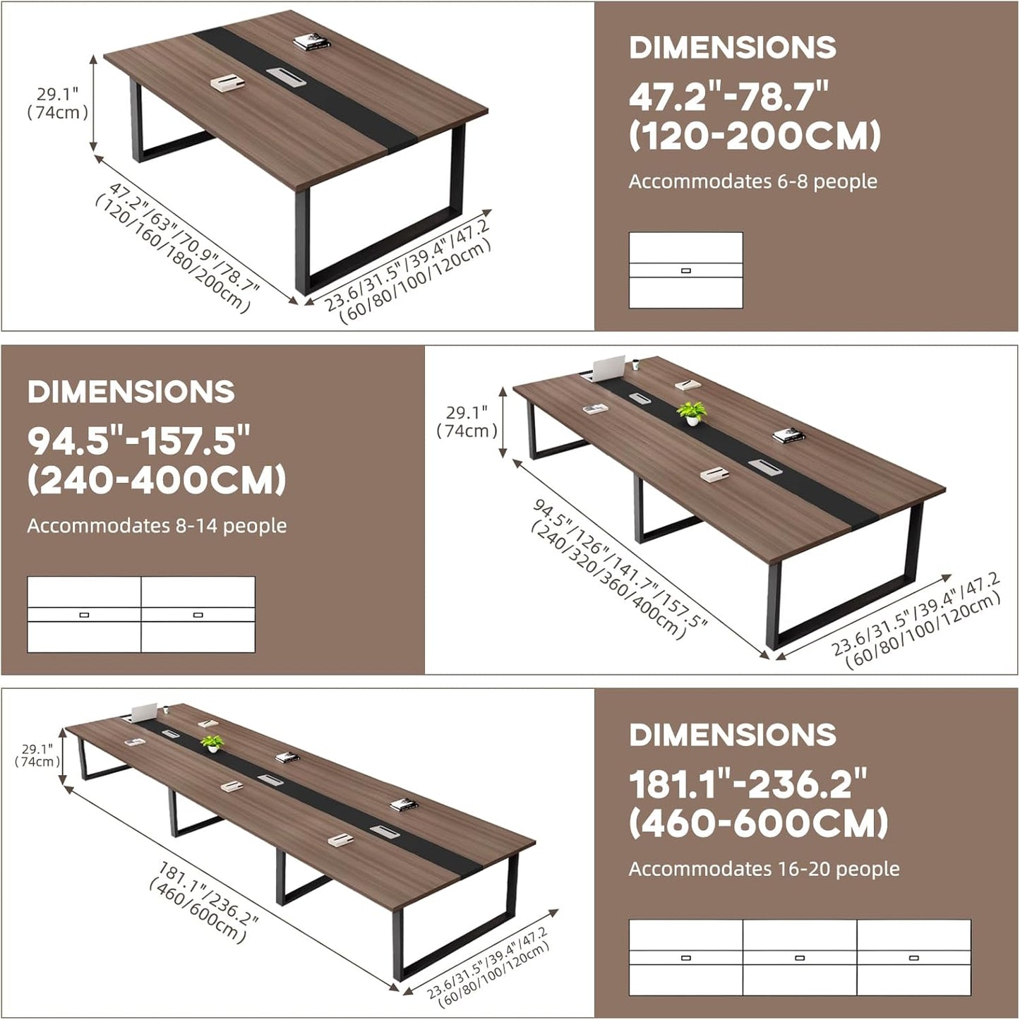 People, Business Style Wooden Training Tables, Rectangular Seminar Table for Office, Conference Room