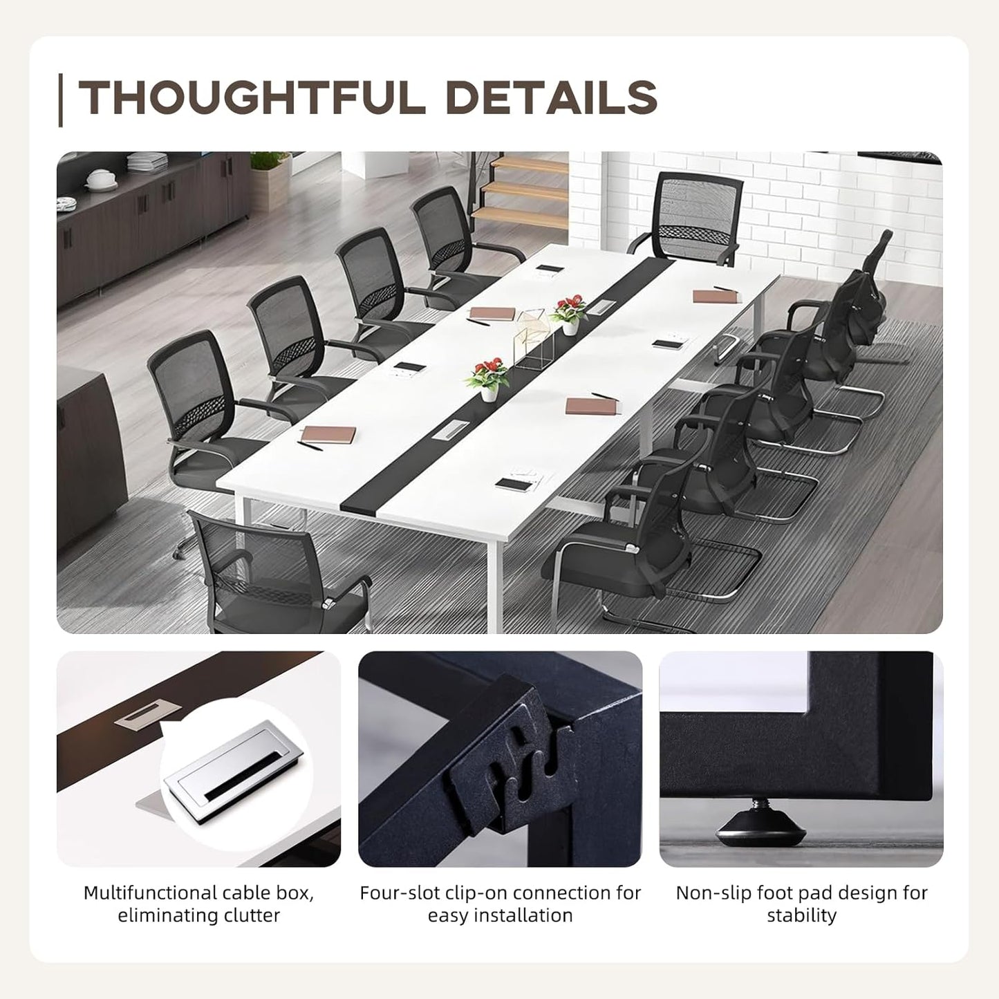People, Business Style Wooden Training Tables, Rectangular Seminar Table for Office, Conference Room